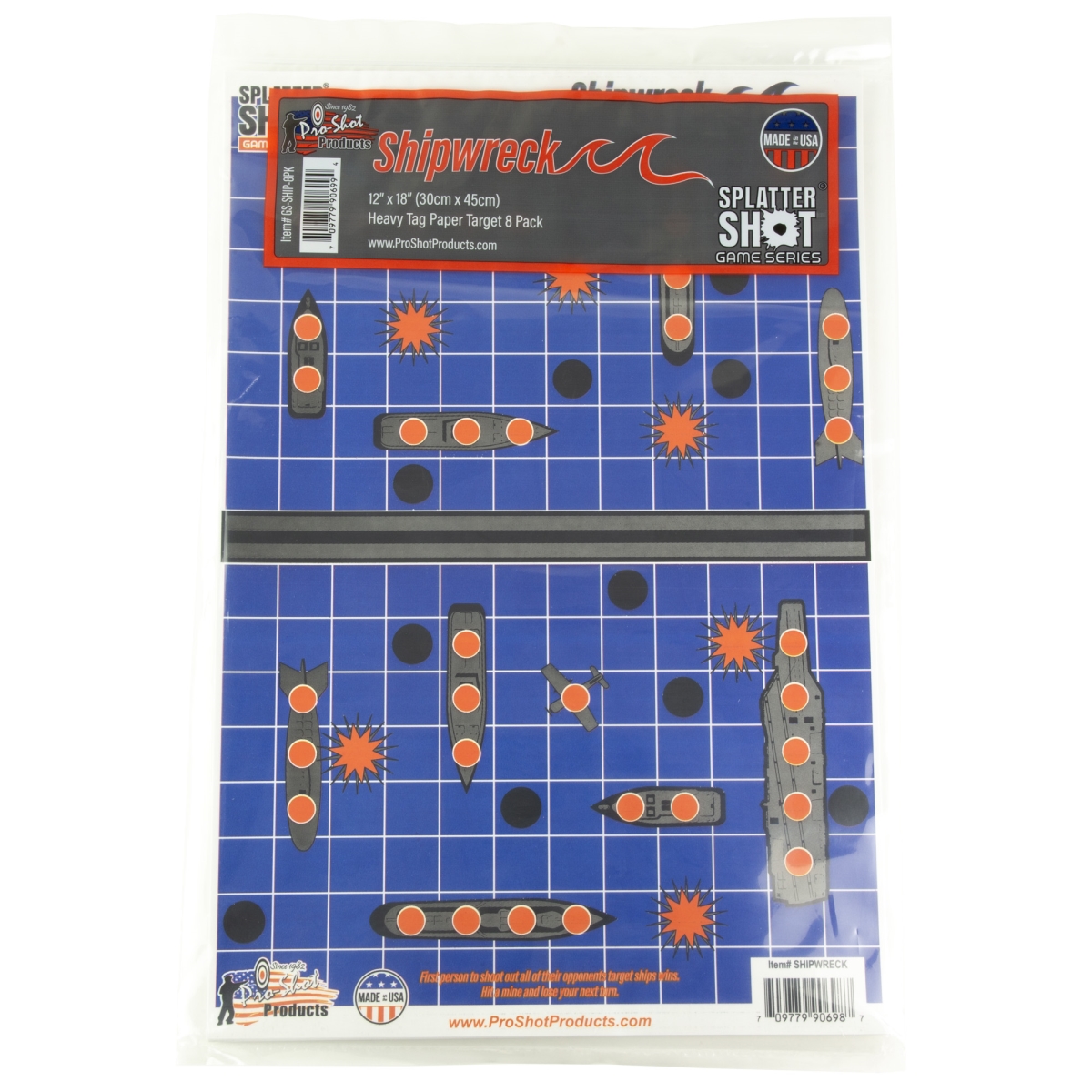 Pro-Shot Products GS-SHIP-8PK 12 x 18 in. Game Series Splatter Shot, Multi Color - Pack of 8
