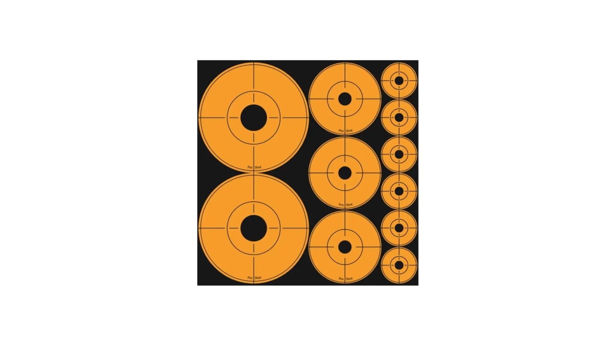 Pro-Shot Products ASSORTED-DOT 1, 2 & 3 in. Assorted Bullseyes Target, Orange & Black - 10 Sheets