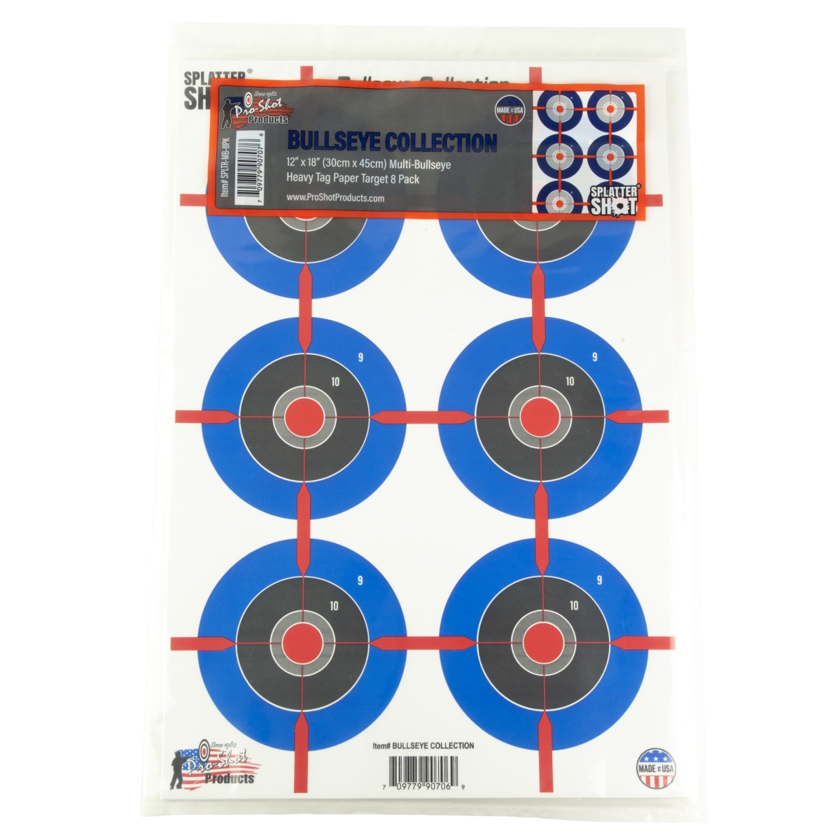 Pro-Shot Products SPLTR-MB-8PK 12 x 18 in. Splatter Shot Multi-Bullseye - Multi Color - Pack of 8
