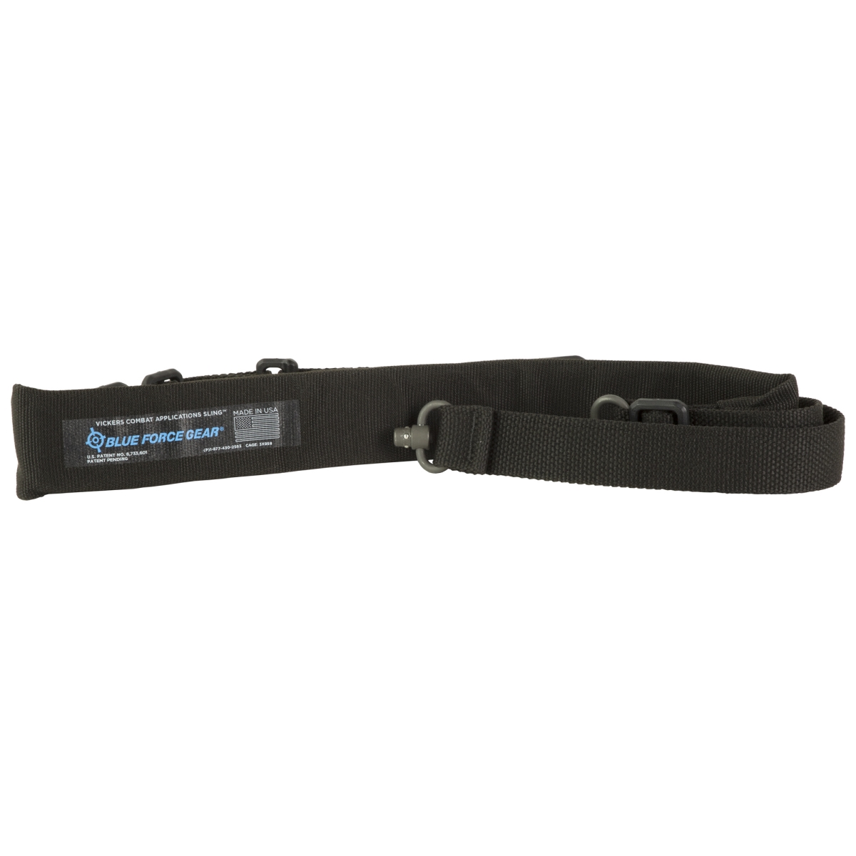 VCAS-PB-200-AA-BK 54 in. 2-Point Combat Vickers Padded Sling Push Button Swivels - Black -  Blue Force Gear