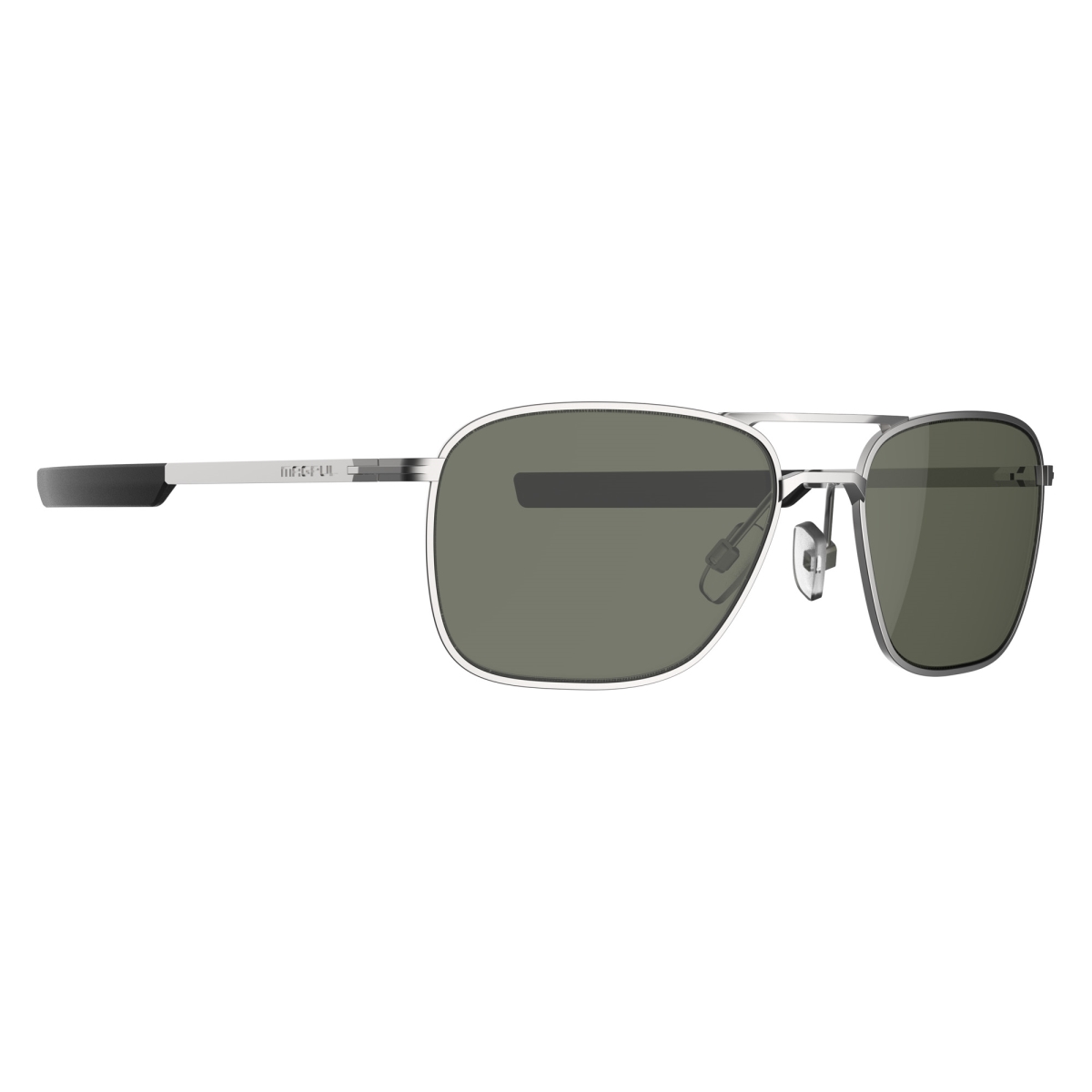 MAG1026-1-042-1900 Matte Silver Frame Santini Eyewear - Gray Green Polarized Lens
