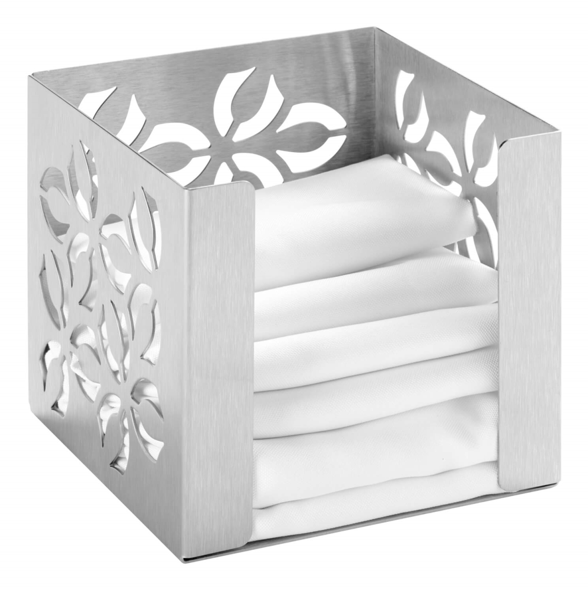 Picture of Rosseto SM262 Iris Small Napkin Holder, Stamped Brushed Stainless Steel