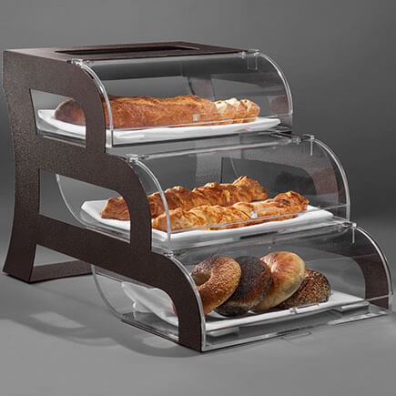 Picture of Rosseto Serving Solutions BK017 Bakery Case 3-Tier, Clear Acrylic Cases & Bronze Frame - 1 EA
