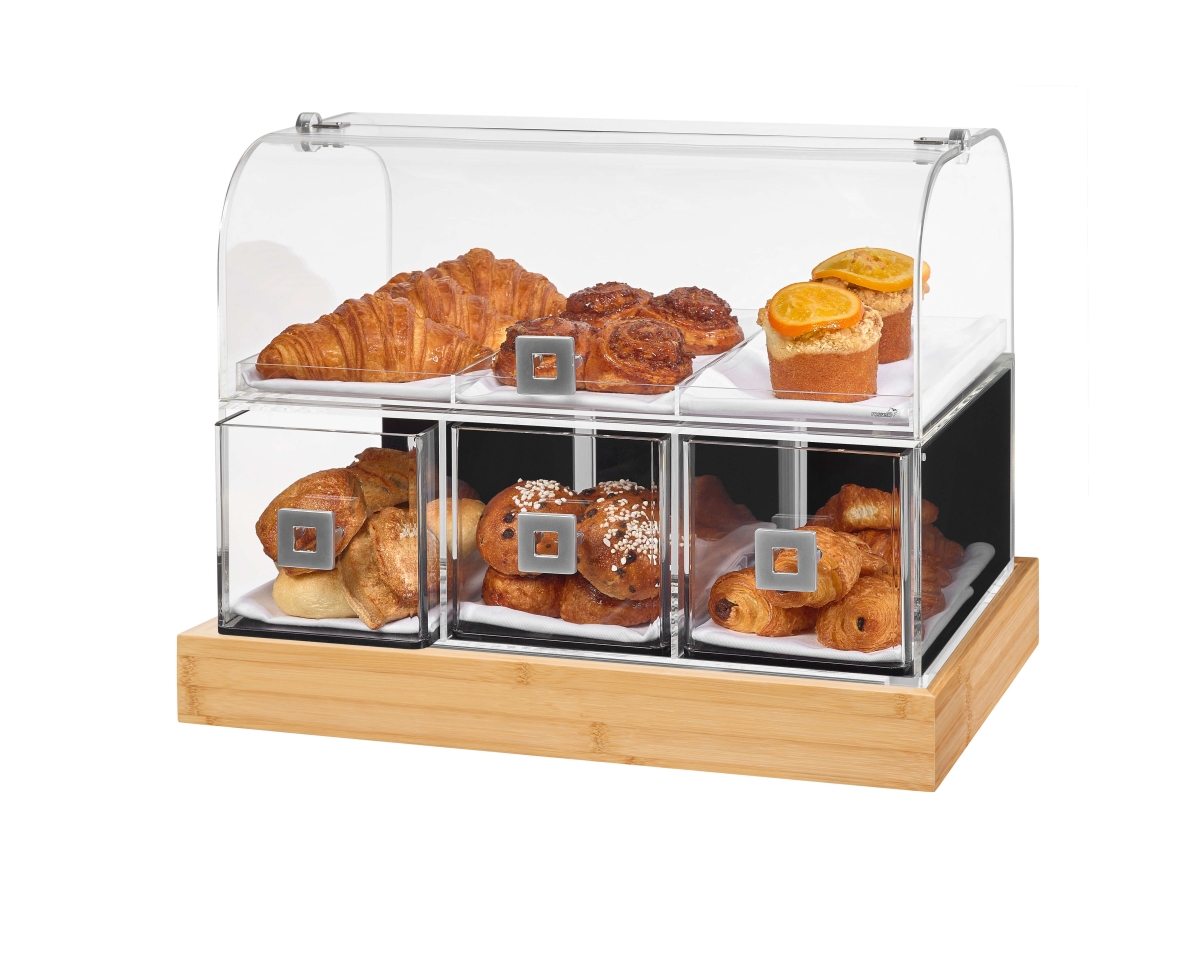 Picture of Rosseto BD141 Dome Bakery Cabinet with Tray & Bamboo Base