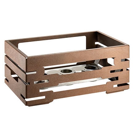 Picture of Rosseto SM307 10 in. Multi-Chef Bronze Warmer with 3 Fuel Holders & Reversible Burner Stand