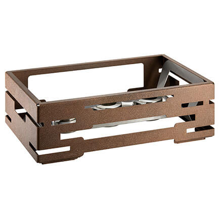 7 in. Multi-Chef Bronze Warmer with 3 Fuel Holders & Short Burner Stand
