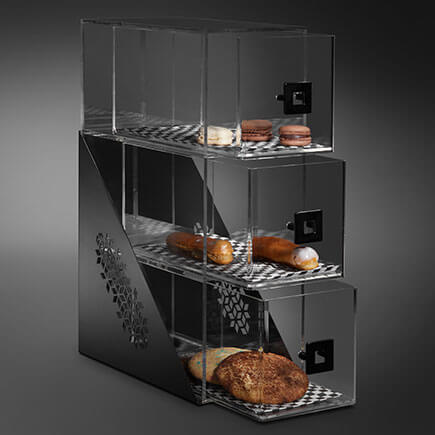 Picture of Rosseto BD143 Mosaic Narrow 3 Drawers Bakery Display Case, Black Matte - 6.5 x 12 x 18 in.