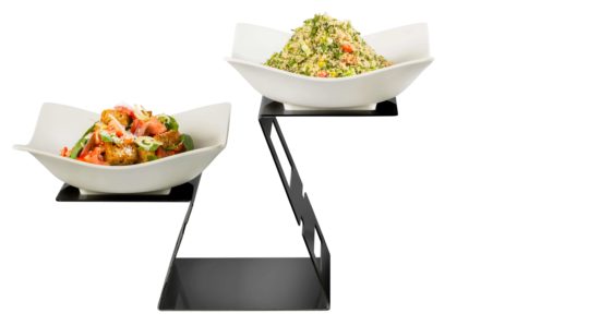 Picture of Rosseto SM340 Swan Black Matte Riser Set with Forme Melamine Bowls