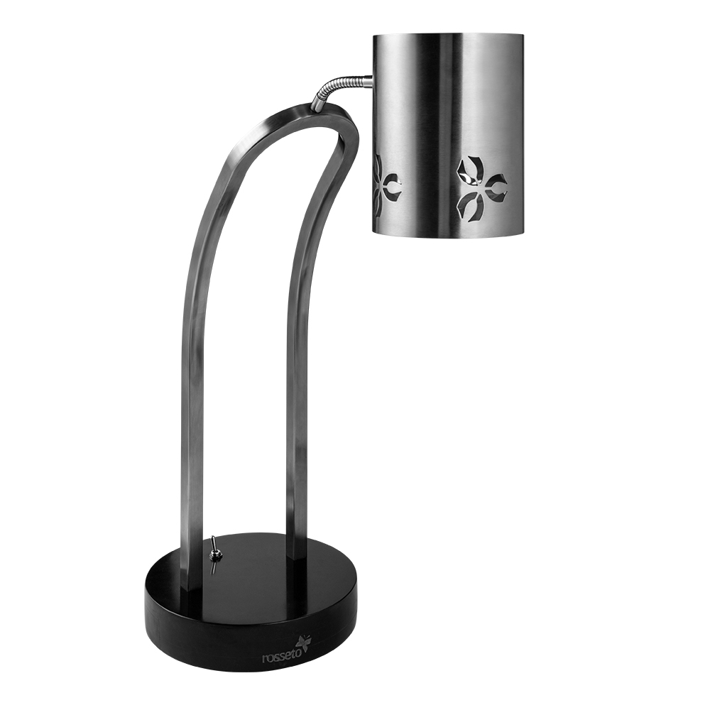 Picture of Rosseto HL017 HL017 - Iris Single Stainless Steel Heat Lamp with Black Metal Base
