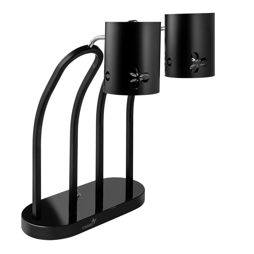 Picture of Rosseto HL020 HL020 - Iris Double Black Matte Heat Lamp with Black Metal Base