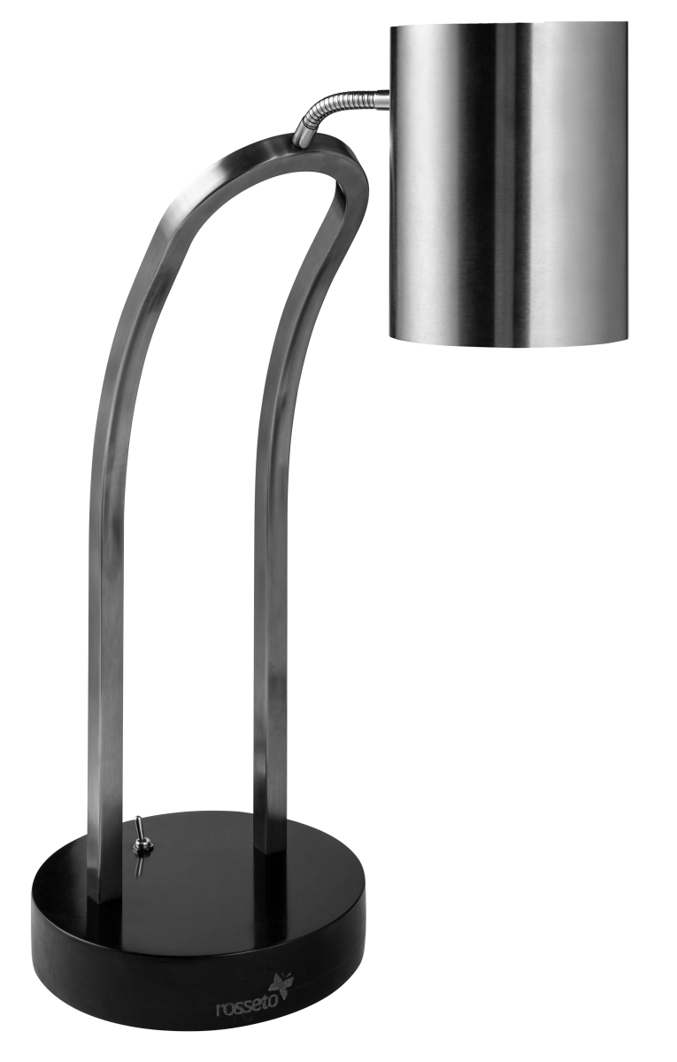 Picture of Rosseto HL022 HL022 - Single Stainless Steel Heat Lamp, Plain Shade, Black Metal Base