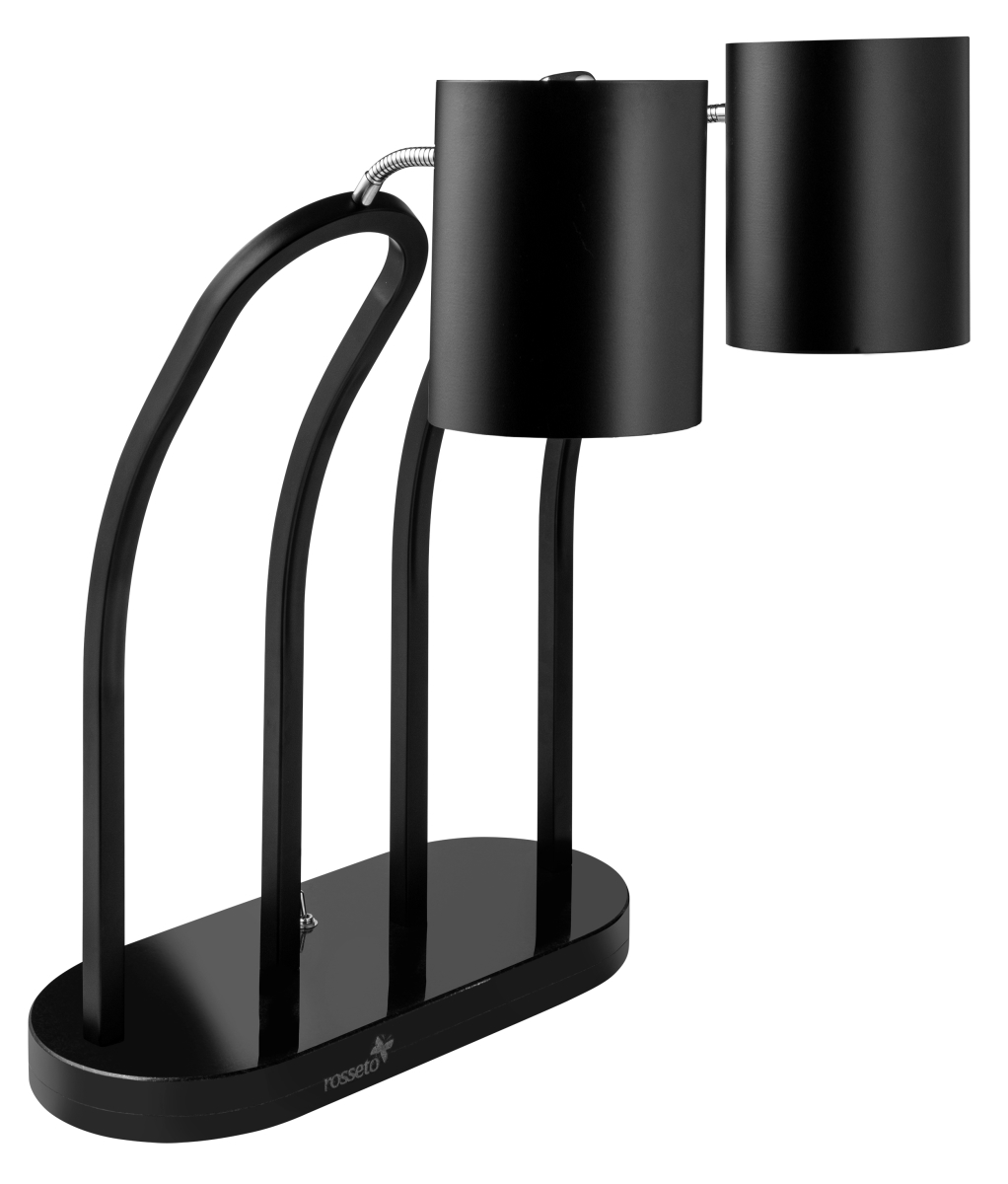 Picture of Rosseto HL023 HL023 - Double Black Matte Heat Lamp, Plain Shade, Black Metal Base