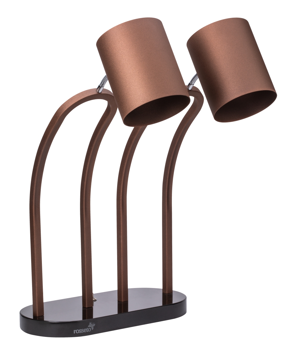 Rosseto HL026 HL026 - Double Bronze Heat Lamp Black Iron Base Plain Shade