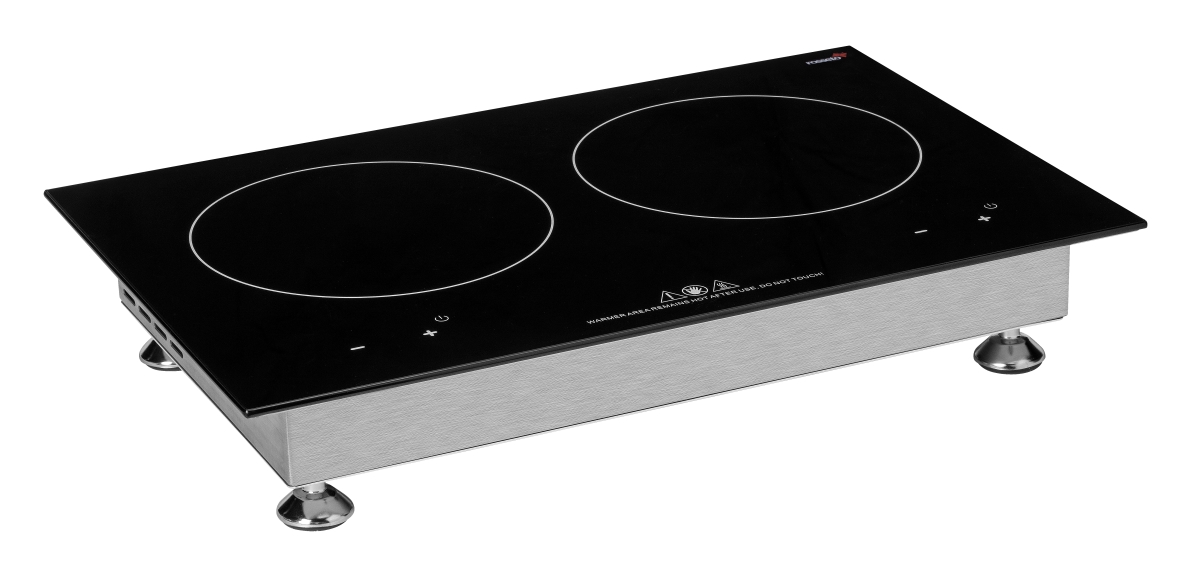 Picture of Rosseto SMM059 Steel 120V 60Hz 650W Touch Top Control Double Induction Heater, Black
