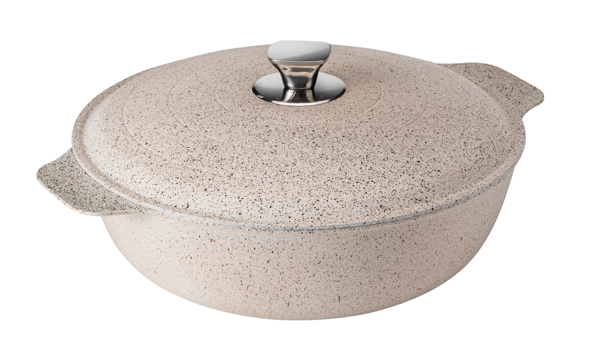 Picture of Rosseto CW007CM 7 qt. Cook lite Cast Aluminum Coated Induction Base Casserole with Lid&#44; Cream