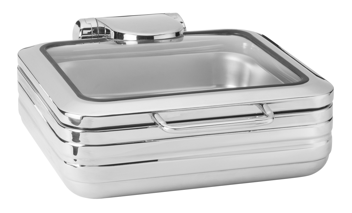 Picture of Rosseto CP402 6.34 qt. De Luxe Square Chafing Dish with See-Through Lid for Induction Use, Silver