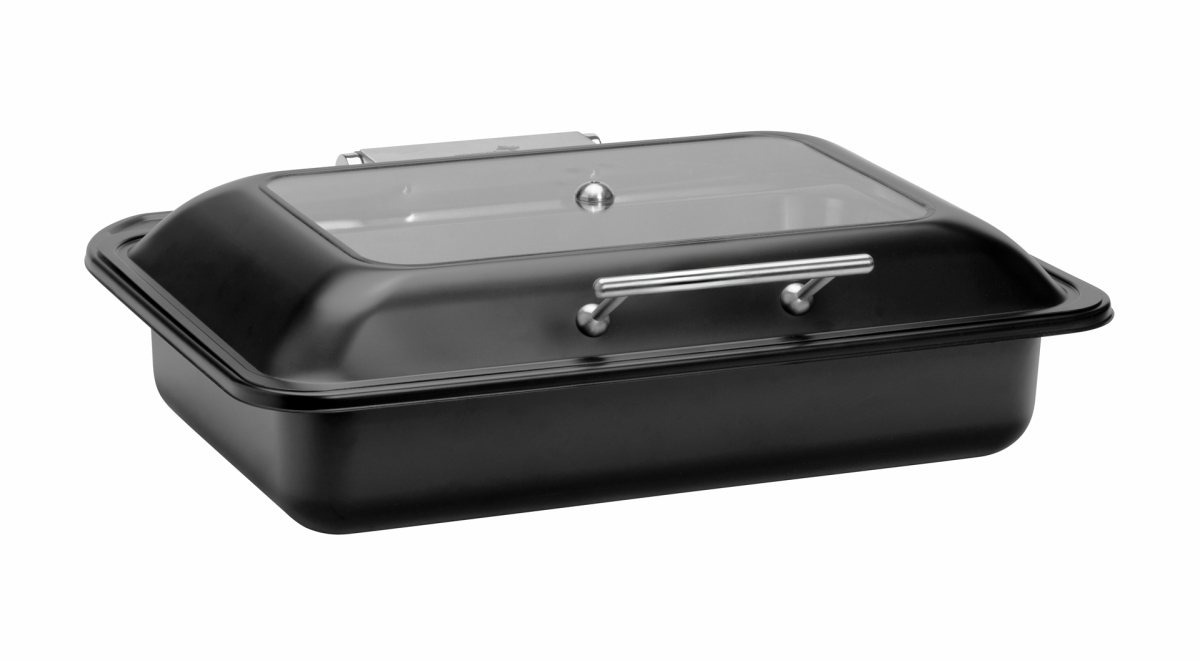 Picture of Rosseto SM401 Multi-Chef Rectangular Chafing Pod with Soft Closing Lid & Food Pan, Black