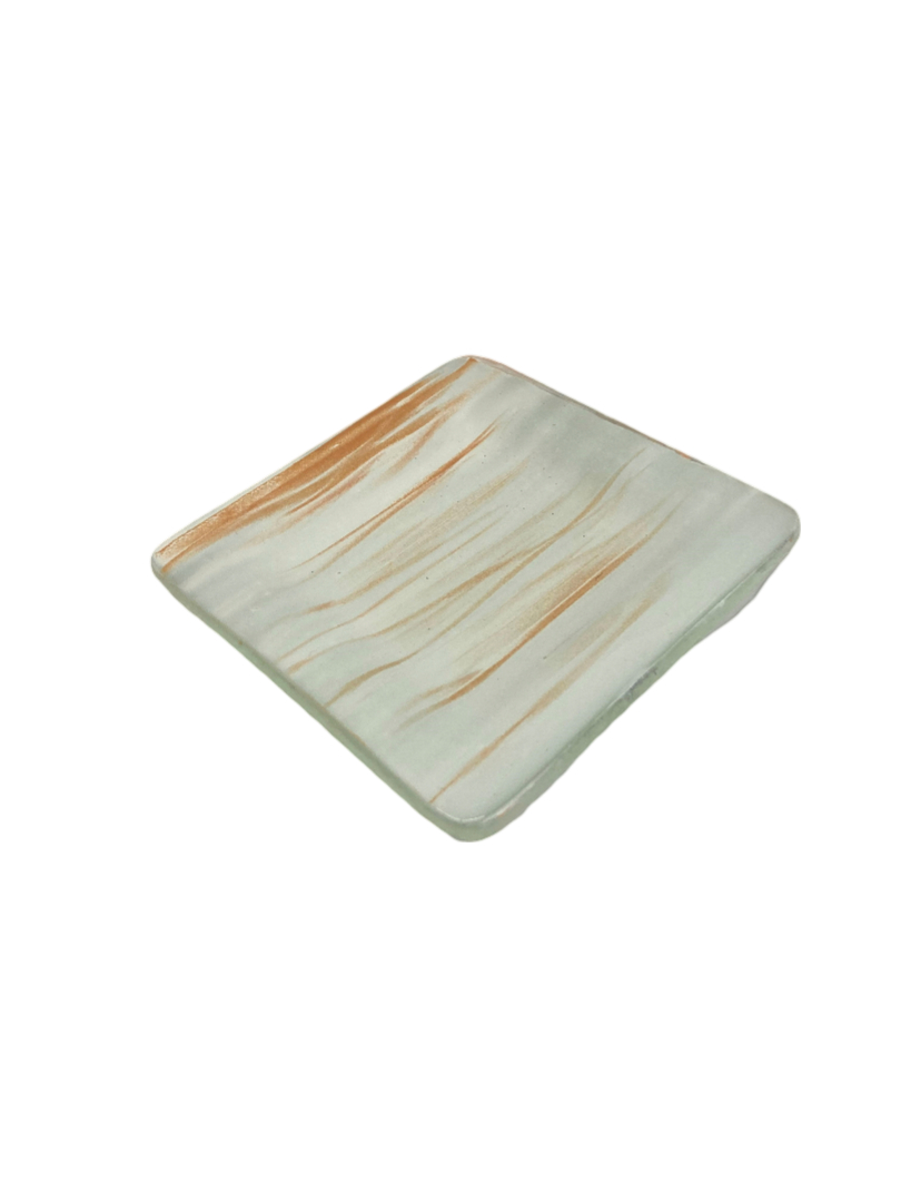 Rosseto GLS064GW Aroma Square Plate with Rim, White & Gold - Mini