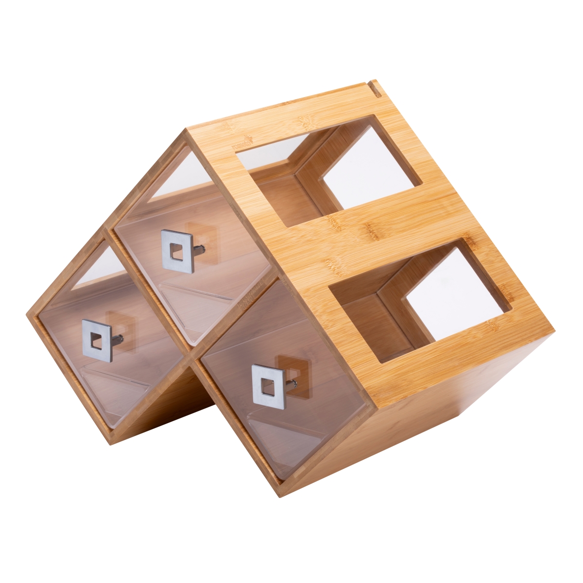 Picture of Rosseto BK300 Triple Natural Bamboo Honeycomb Bakery with Clear Acrylic Drawer & Insert, Gold