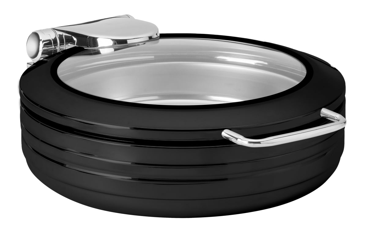 Picture of Rosseto CP403-BK 6.34 qt. Deluxe Round Chafing Dish with See-Through Lid for Induction Use, Black