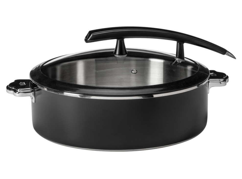 Picture of Rosseto CW-NCB32B 5.28 qt. Rondeau Buffet Server Round Pot with Food Pan, Black