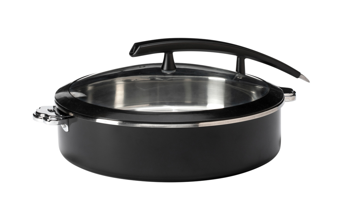 Picture of Rosseto CW-NCB38B 7.93 qt. Rondeau Buffet Server Round Pot with Food Pan, Black