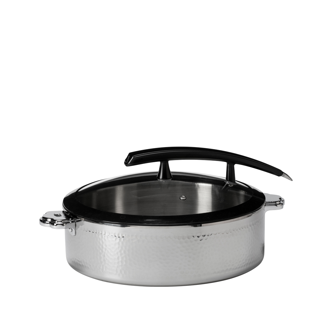 Picture of Rosseto CW-NCB32C 5.28 qt. Rondeau Buffet Server Round Hammered Steel Pot with Food Pan