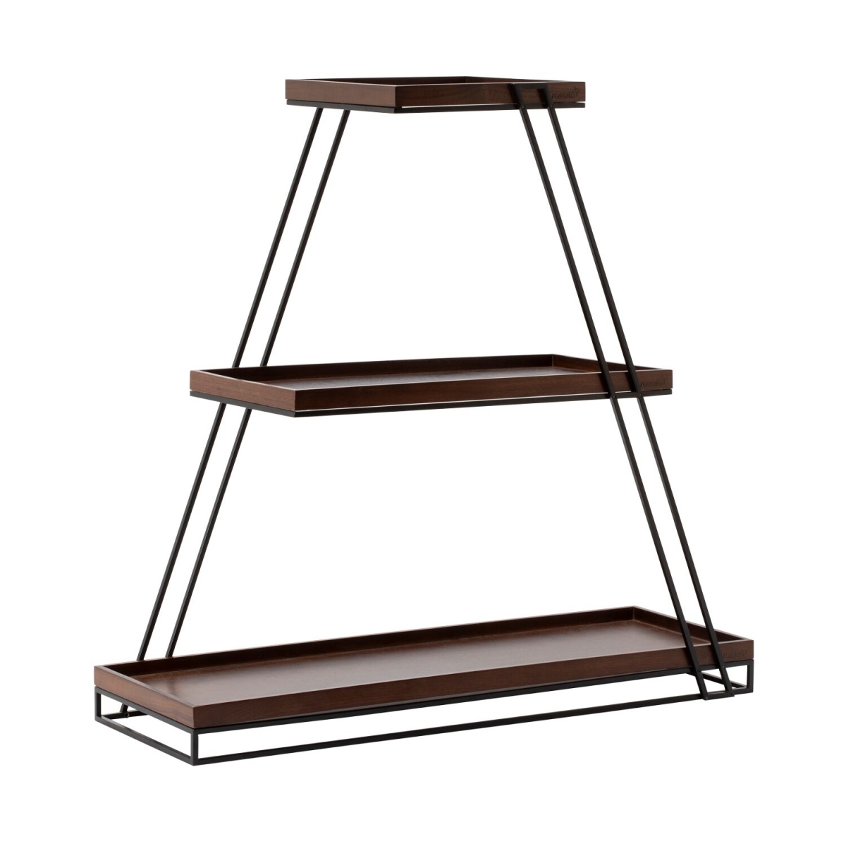 Rosseto SR3B-W Sky Rize Multi-Level Stand with Walnut Shelves - Black