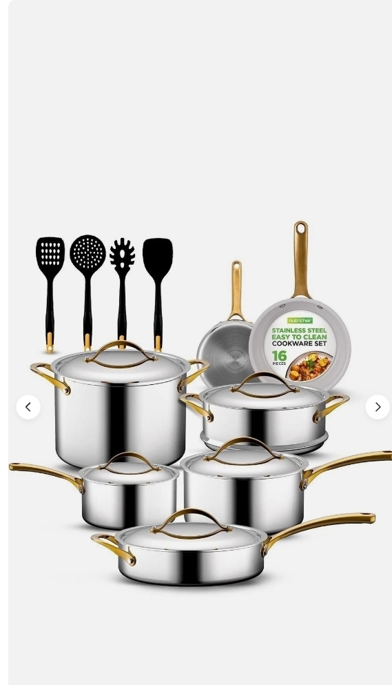 Picture of Nutrichef 214789 Nutrichef 16 Pcs. Kitchenware Pots & Pans Set-Clad Kitchen Cookware, Non-stick Deal-Buys Deal