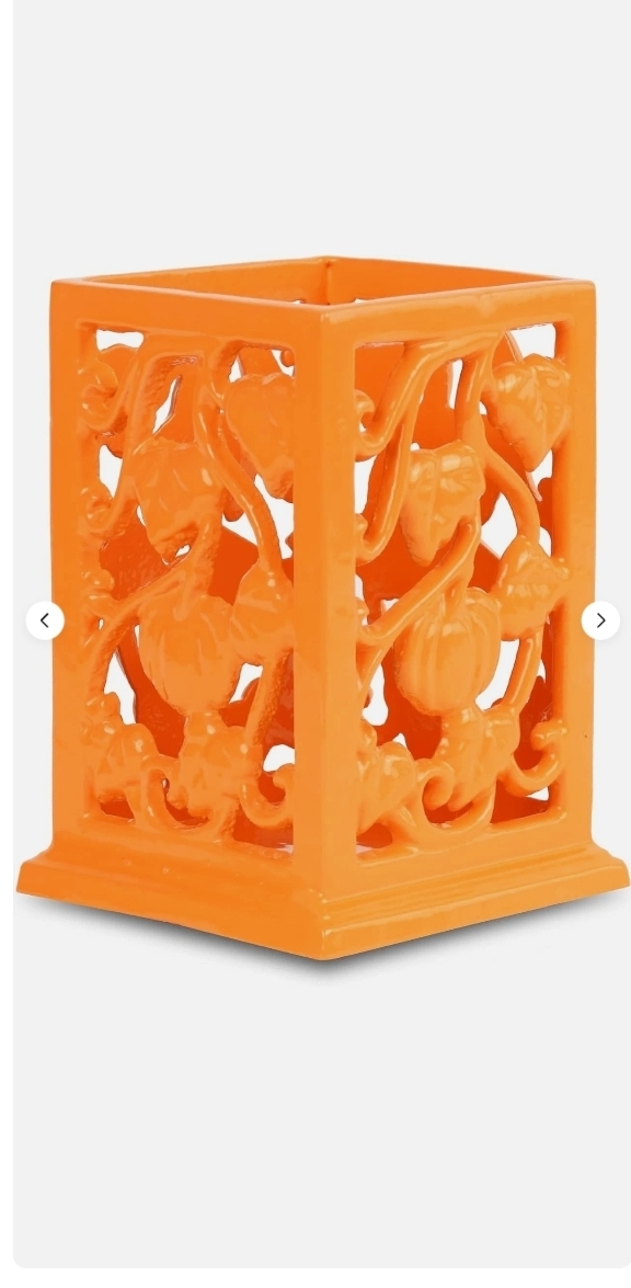 Picture of Minluful 35793 Utensil Holder for Kitchen Counter, Large Cast Iron Vintage Orange-Pumpkin