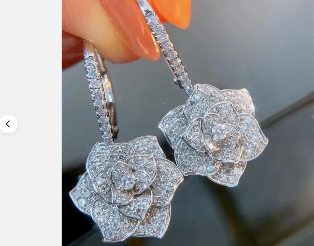 Picture of 212 Main earring Women Flower 925 Silver Filled Drop Earring Cubic Zircon Wedding Jewelry Gift