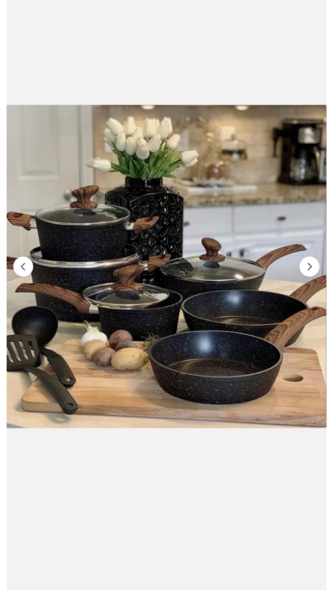 Picture of Kitchen Academy  31 12 pieces Kitchen Pots & Pans Set Nonstick Cookware Set Granite Coated w/ Lid