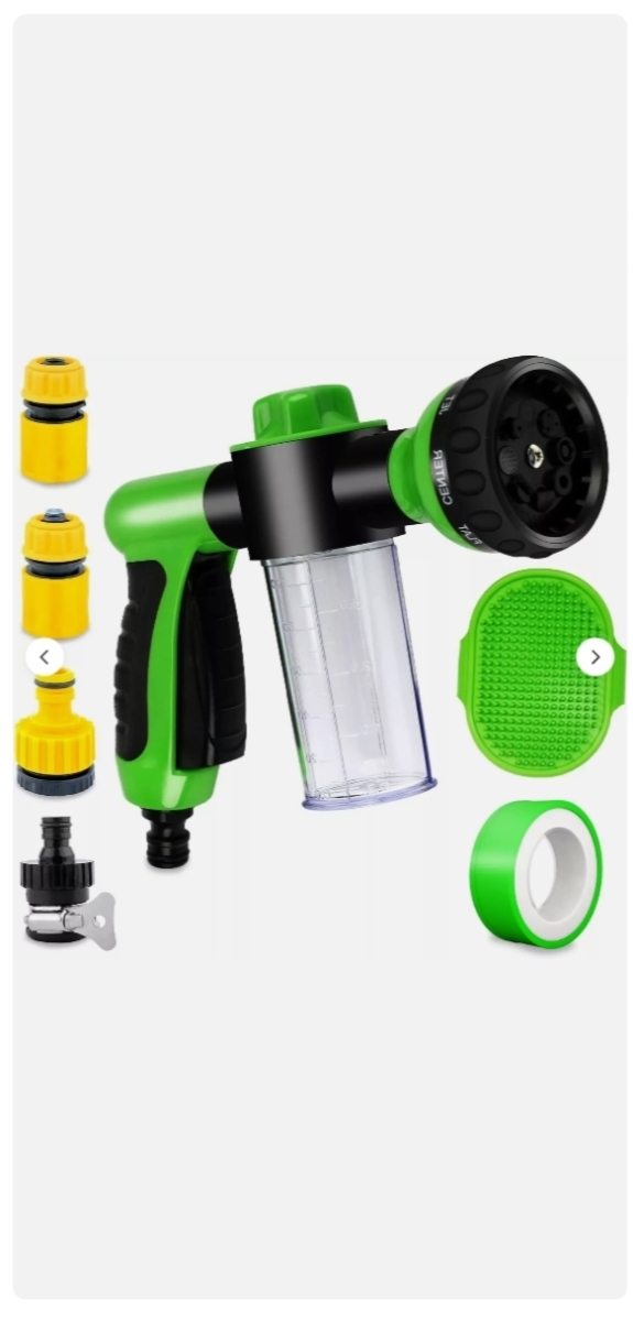 Picture of Ganciu 005 Dog Washing Hose Attachment with Soap & Shampoo Dispenser&#44; 8-Way Spray Green