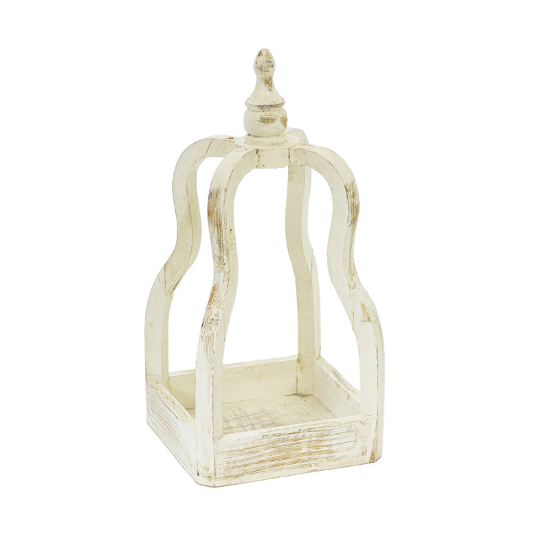 Picture of Rustic Arrow 120125 Wooden Square Lantern for Decor - Distressed White Finish