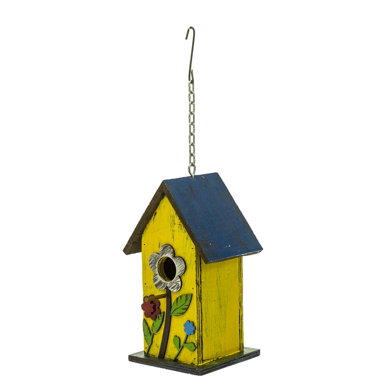 Picture of Rustic Arrow  120320 Hanging Wood Birdhouse with Flowers