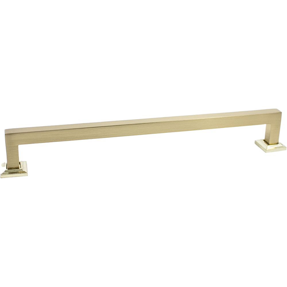 Modern Square Door Pull - Satin Brass - 11 in. - Solid Zinc Construction
