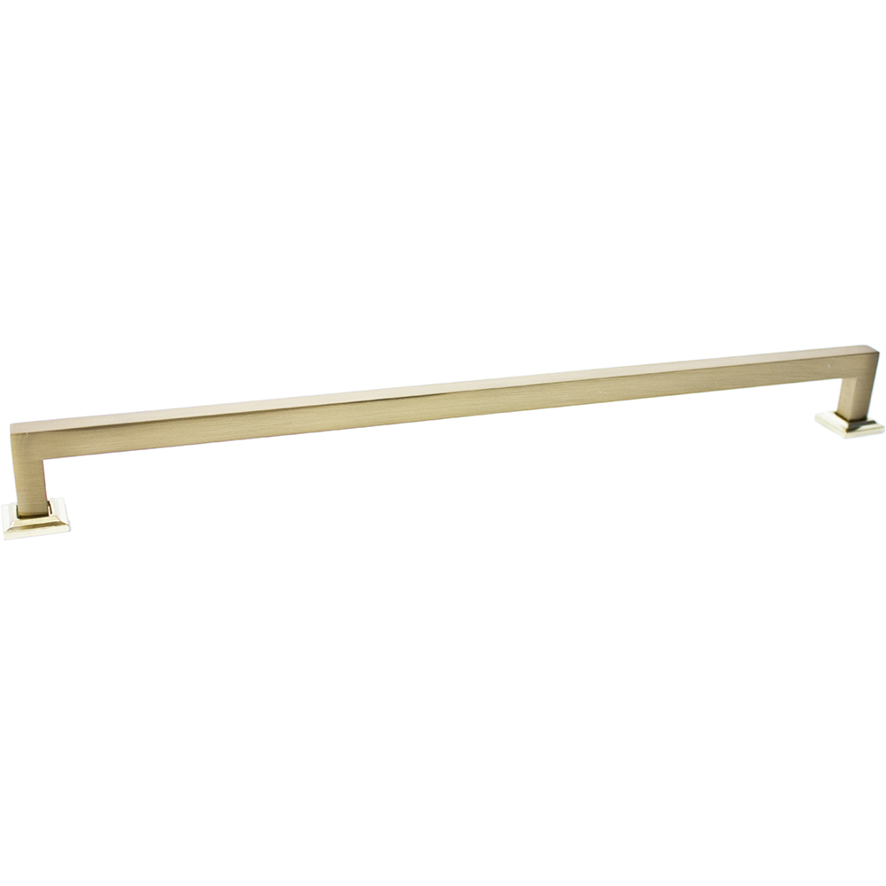 Modern Square Door Pull - Satin Brass - 15 in. - Durable Zinc Construction