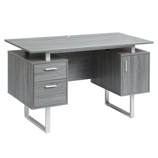 Modern Office Desk with Storage, Grey - 29.75 x 51.25 x 23.25 in.