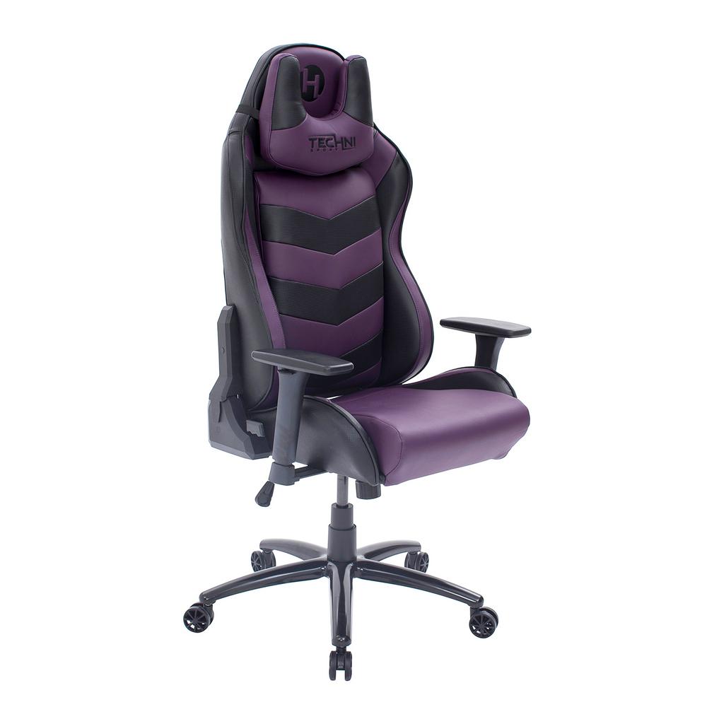 Picture of Techni Sport RTA-TS61-PPL-BK Ergonomic High Back Racer Style Video Gaming Chair&#44; Purple & Black