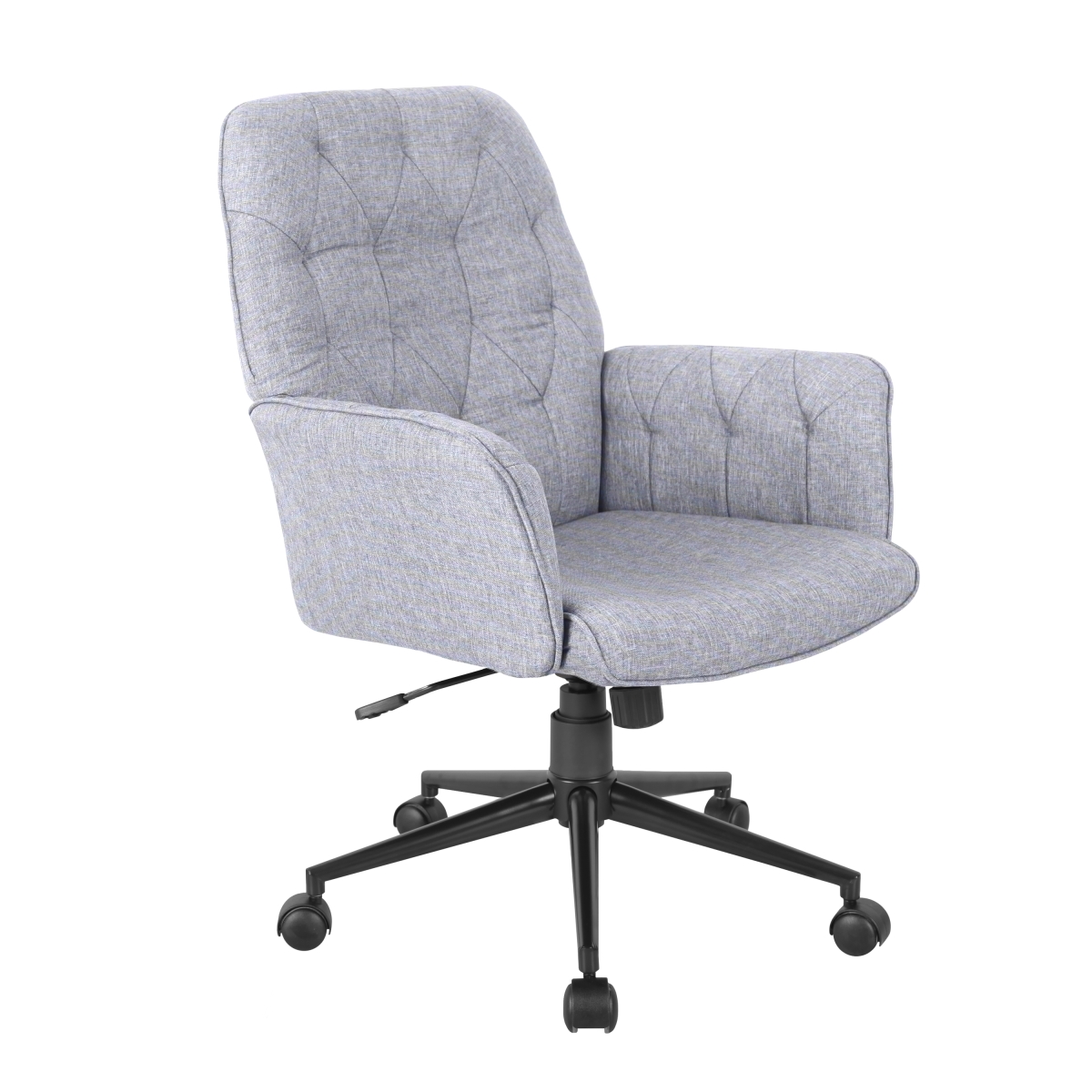 Modern Upholstered Tufted Office Chair with Arms, Grey
