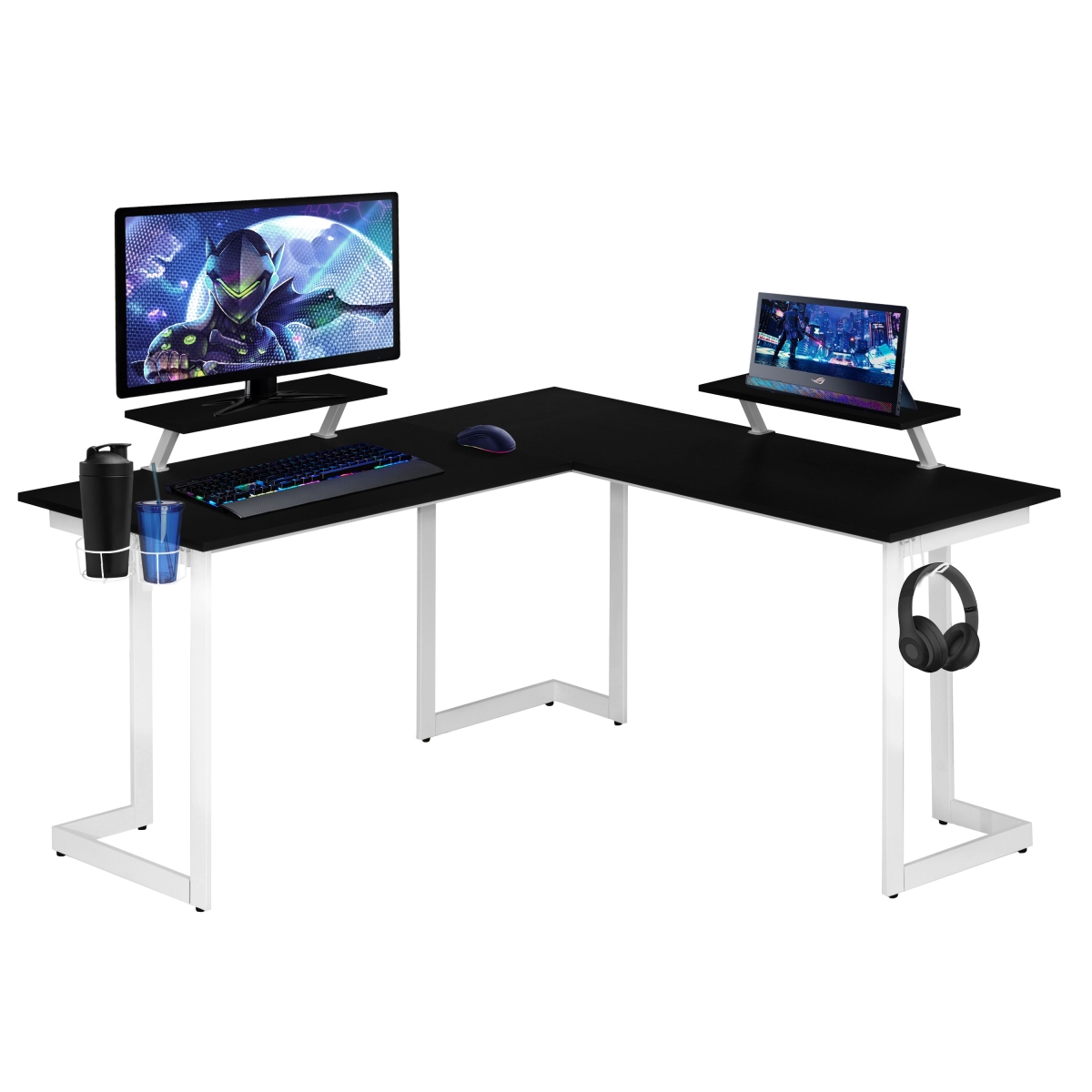Picture of Techni Sport RTA-TS220L-WHT Warrior L-Shaped Gaming Desk, White