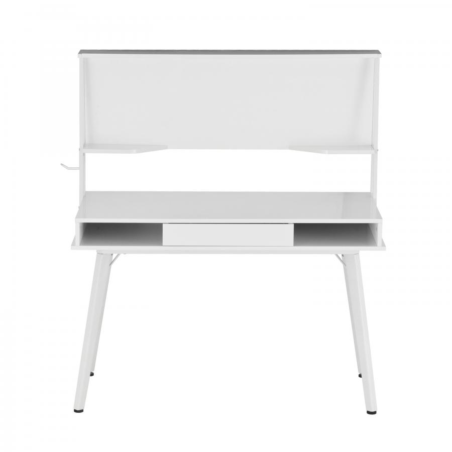 Study Computer Desk with Storage & Magnetic Dry Erase White Board, White