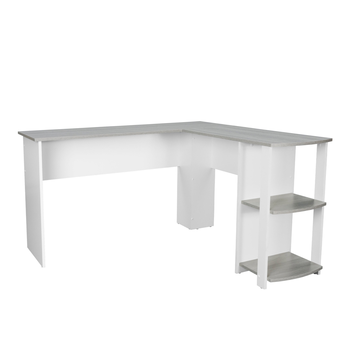 Picture of Techni Mobili RTA-8413L-GRY Modern L-Shaped Desk with Side Shelves&#44; Grey