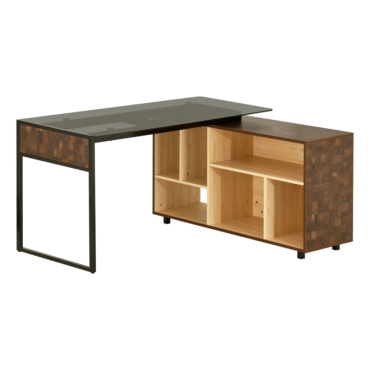 L-Shape Corner Desk with Multiple Storage, Oak