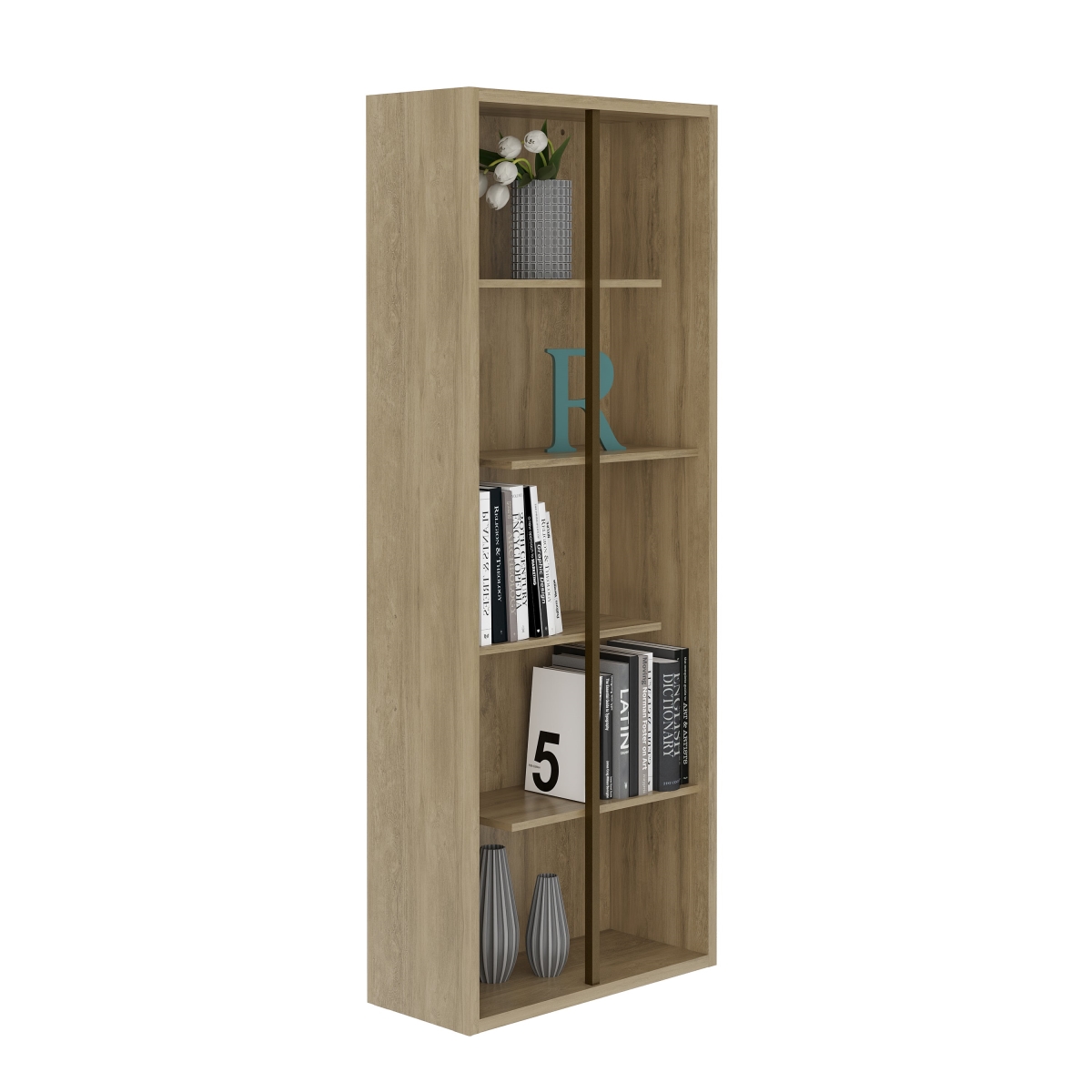 RTA-987BC-PN Standard 5-Tier Wooden Bookcase, Pine