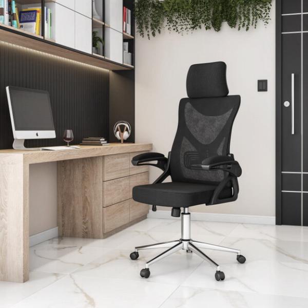 Picture of Techni Mobili RTA-3263C-BK Essential Ergonomic Office Chair with Headrest & Lumbar Support&#44; Black