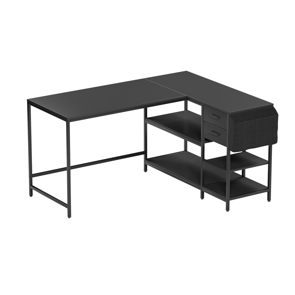 RTA-740DL-BK 29.5 in. Modern L-Shaped Storage Desk for Home & Office, Black