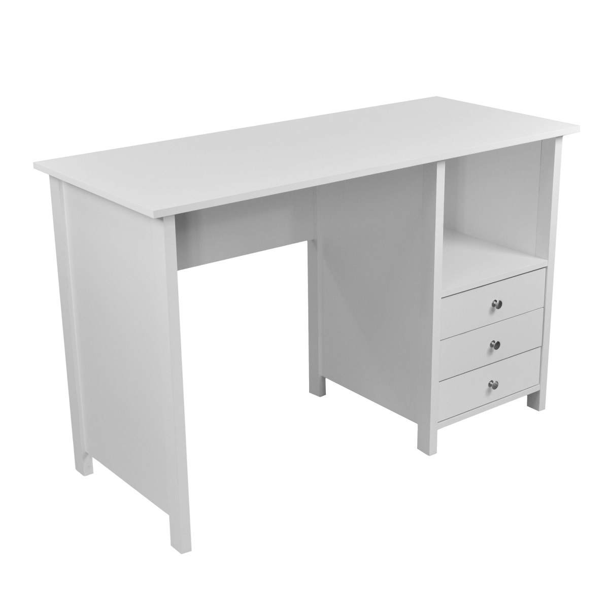 RTA-8407-WHT Contemporary Desk with 3 Storage Drawers - White