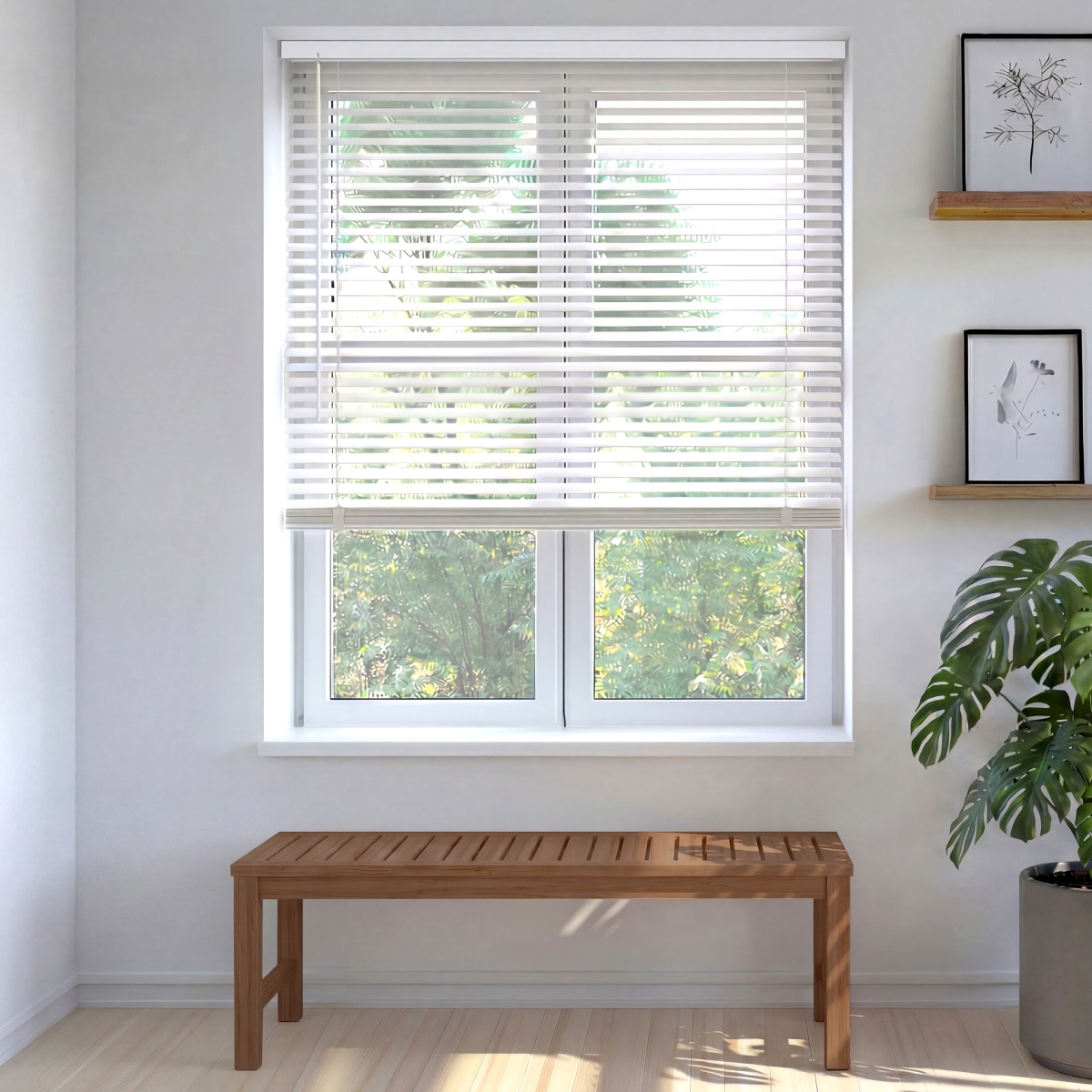 TMH-1OPT34BL-WHT 34 x 60 x 1 in. Optima Vinyl Horizontal Cordless Mini Window Blinds, White