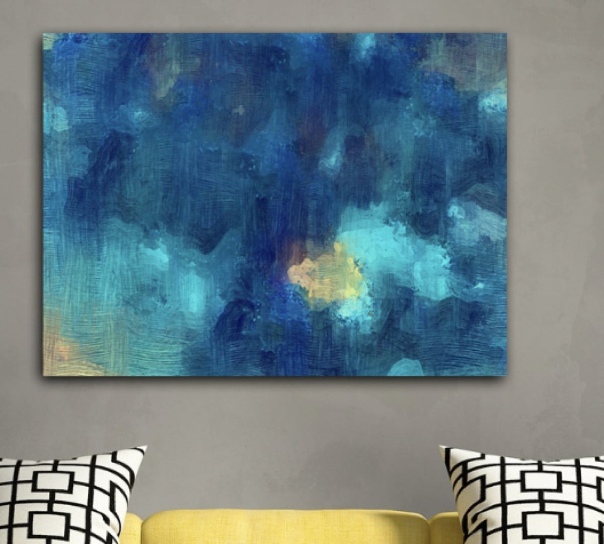 Blue Trowel Abstract Canvas Art, 24 x 36 in.